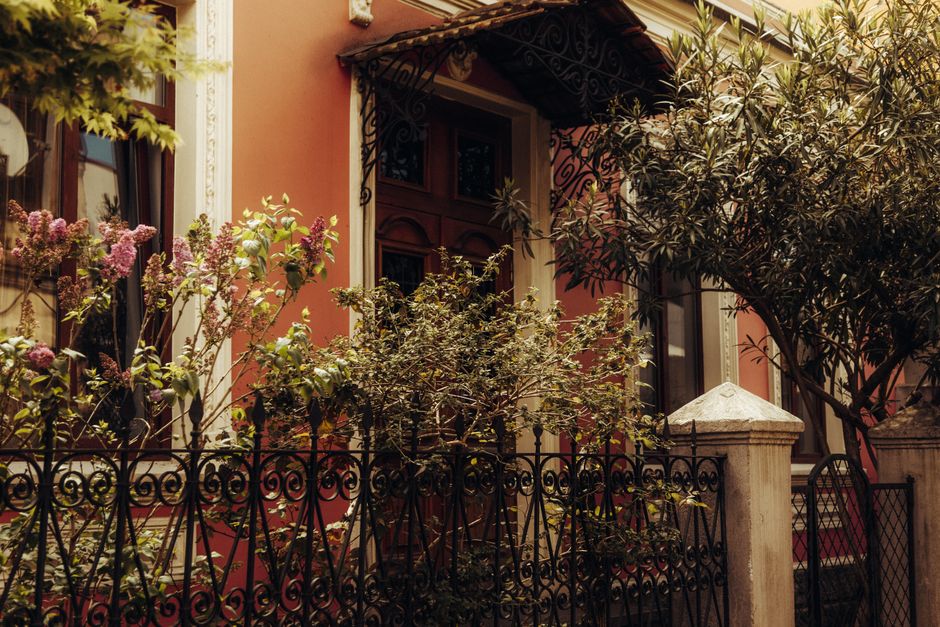Wrought iron fence at a home