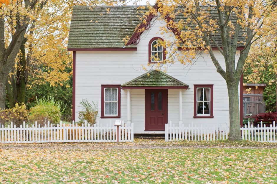 White picket fence at a home
