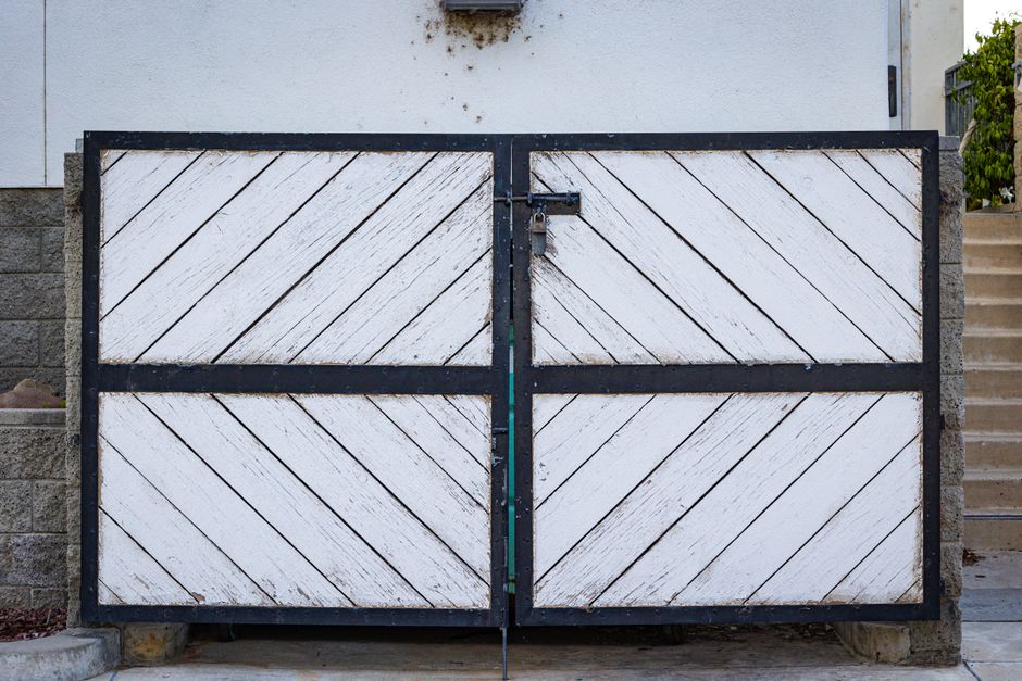Metal entrance gate at a commercial property