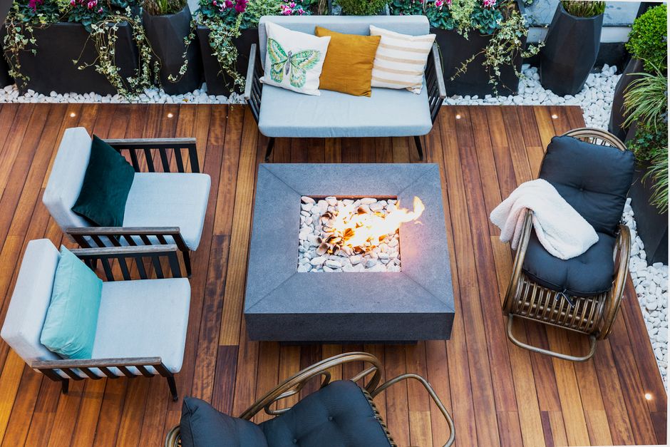 Wooden backyard deck
