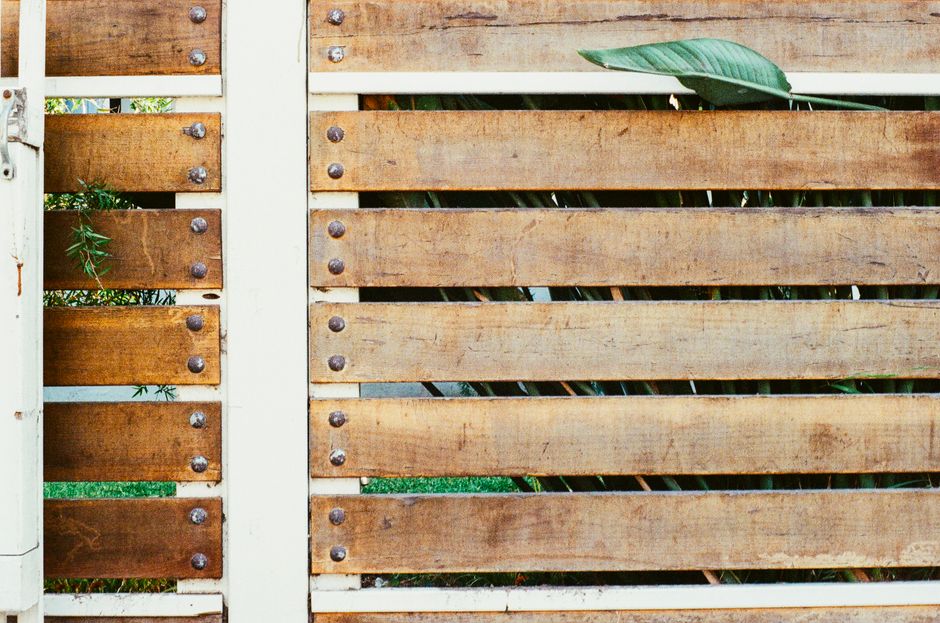 Wood privacy fence in a backyard